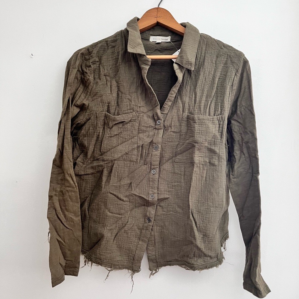 Green Button Down
